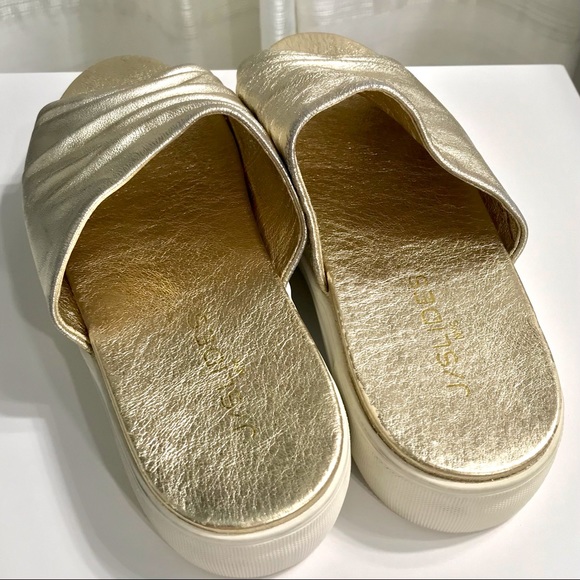 J SLIDES platform sneaker slides, size 7.5, gold - Picture 4 of 9